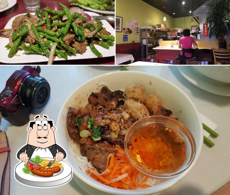 Take a look at the image showing food and interior at Sunflower Vietnamese Restaurant & Hawaiian Barbecue