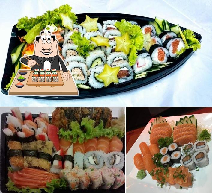 Rolos de sushi são disponibilizados no Real China Sushi Delivery loja 2