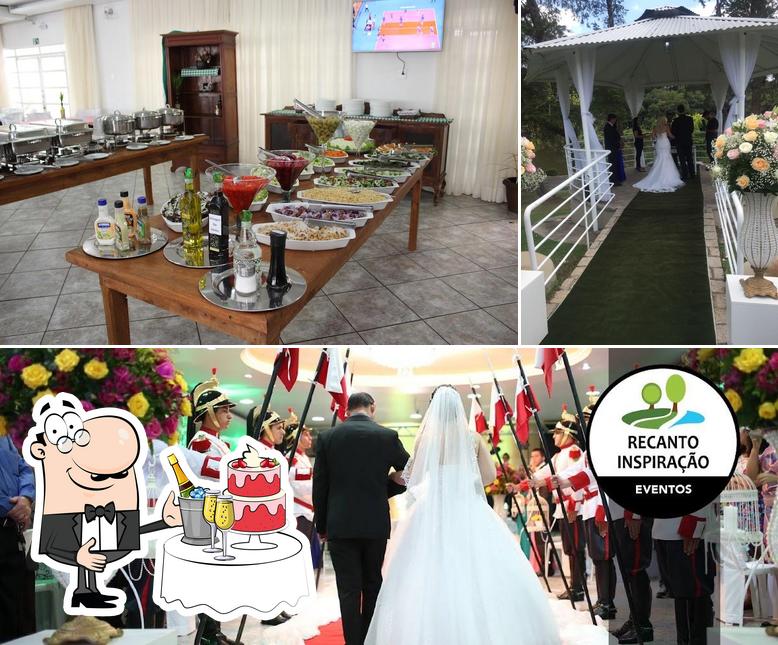 Entre diferentes coisas, casamento e comida podem ser encontrados no Recanto Inspiração Restaurante, Lazer e Eventos Caminho do Vinho