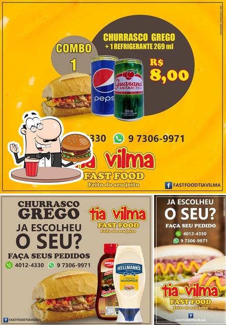 Experimente um hambúrguer no Tia Vilma Fast Food