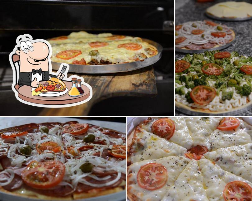 Experimente pizza no Pizzaria Lanchonete Tiago