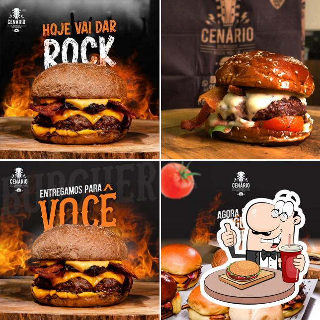 Hambúrguer em Cenário Burguer Rock House