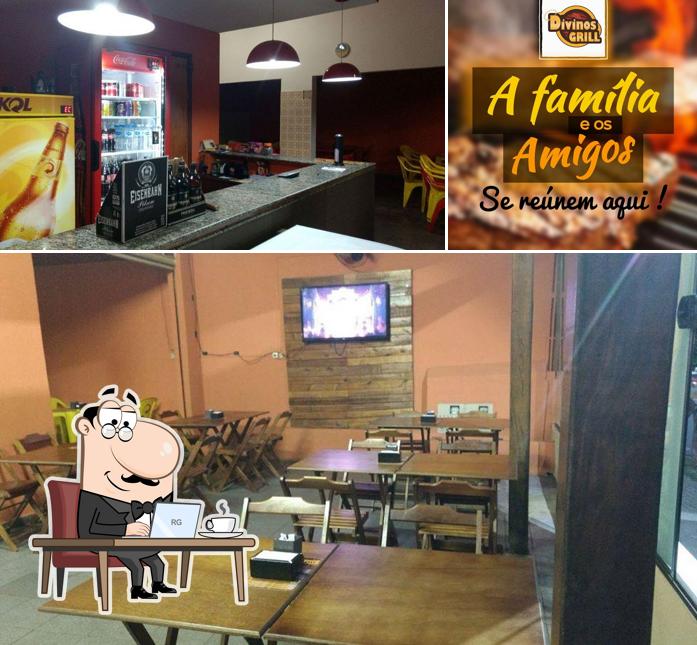 Esta é a ilustração apresentando interior e comida no DivinosGrill