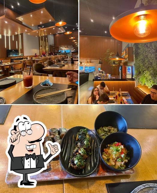 Confira a imagem mostrando interior e comida no Izumi Sushi Tatuape