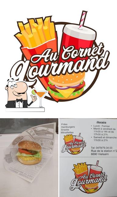 Vérifiez l’image affichant la boire et burger concernant Au cornet gourmand Vielsalm