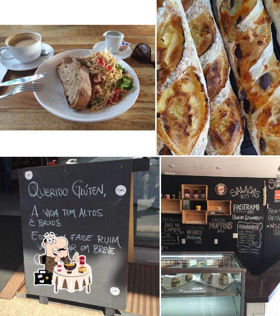 A ilustração da comida e quadro-negro no Dylan Cafe & Bakery