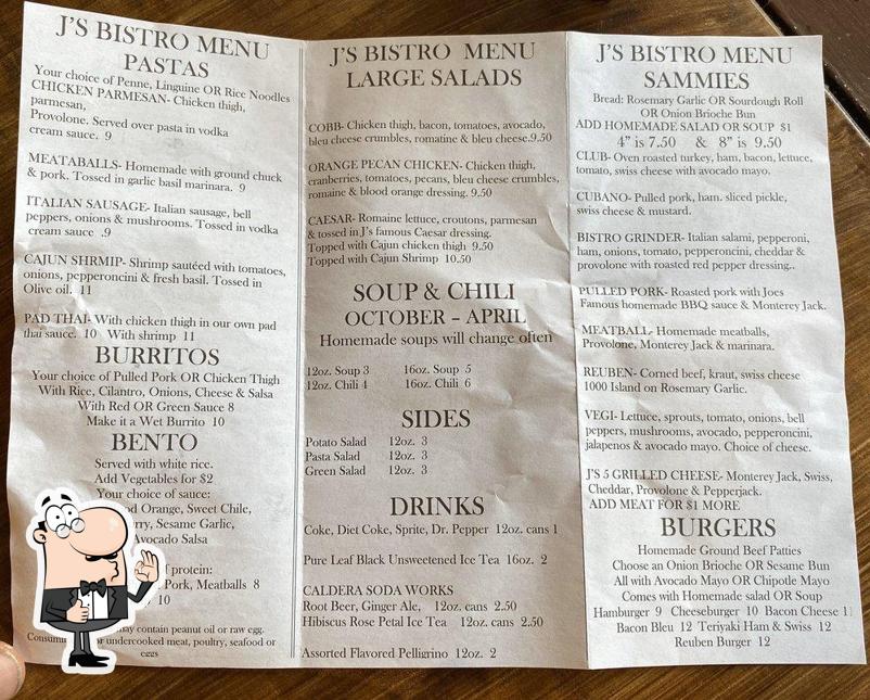 J's Bistro Wagon in Talent Restaurant menu and reviews