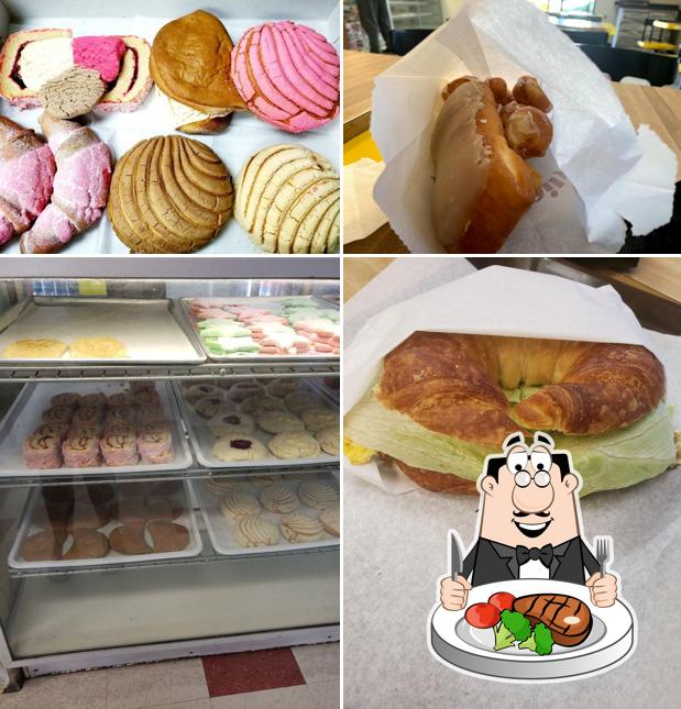 Order meat dishes at K & C House of Donuts and Mexican Pastries