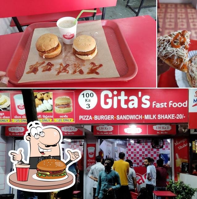 Order a burger at Gita's Fast Food