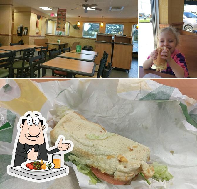 The picture of food and interior at Subway