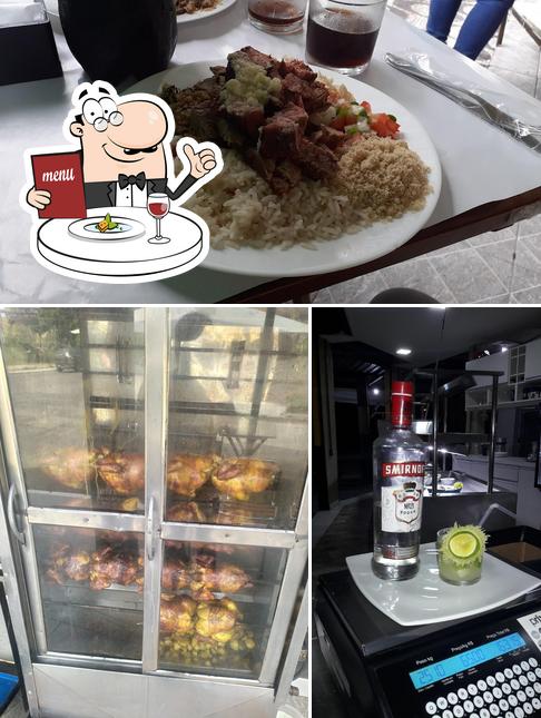 Esta é a imagem mostrando comida e bebida no Churrasco do Michel