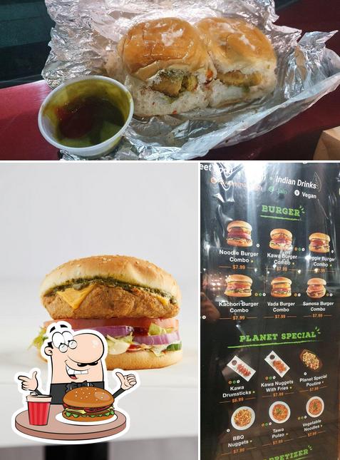 Get a burger at Veggie Planet Vaughan - Vegetarian Indian Pizza, Burger and Street food Restaurant