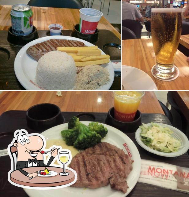 Entre diferentes coisas, comida e cerveja podem ser encontrados no Montana Grill