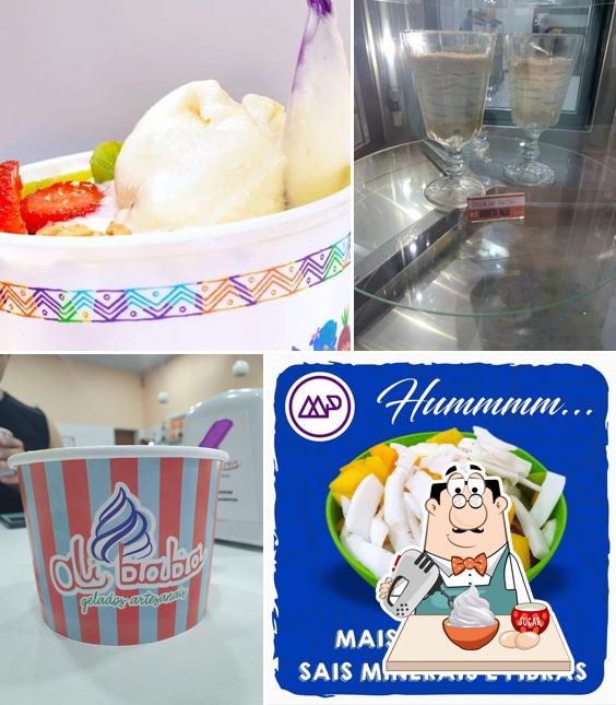 Ali Baba Sorvetes Artesanais oferece uma escolha de pratos doces