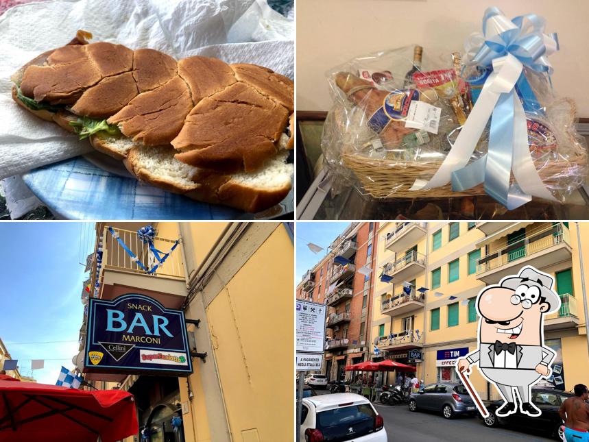 Tra le diverse cose da Snack Bar Marconi si possono trovare la esterno e cibo