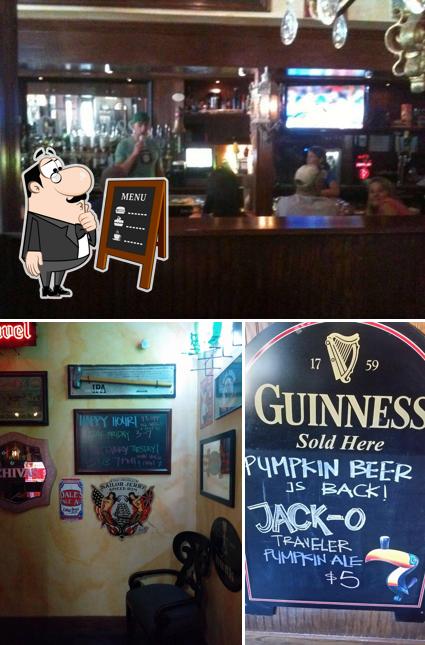 The image of blackboard and bar counter at McSwiggan's Irish Pub