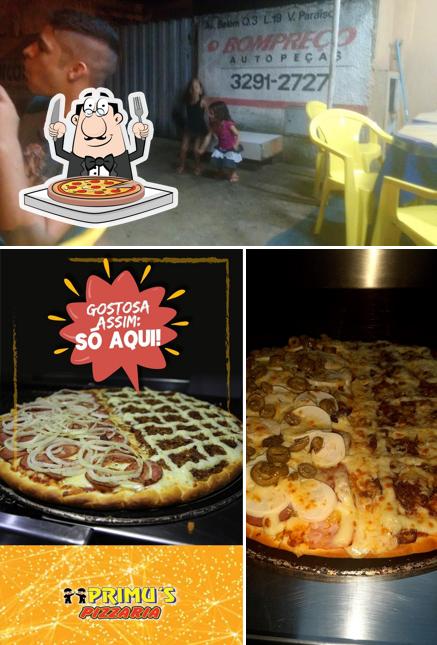 Peça pizza no Primu’s Pizzaria e Sorveteria