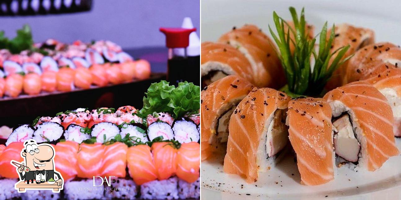 Rolos de sushi são disponibilizados no Zakki Japanese Food