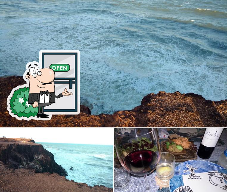 Entre diversos coisas, exterior e vinho podem ser encontrados no Cruzeiro do Pescador