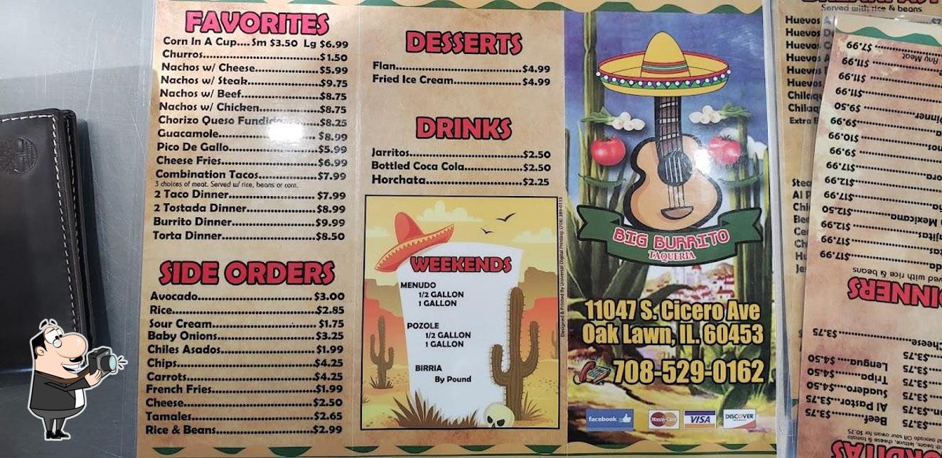 Big Burrito Taqueria in Oak Lawn Restaurant menu and reviews