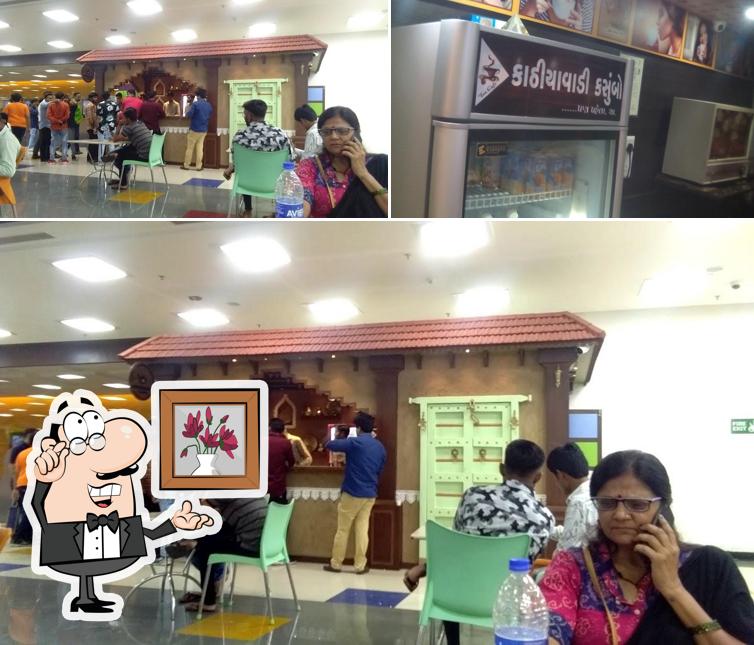 The interior of Kathiyawadi kasumbo Cafe & Snacks