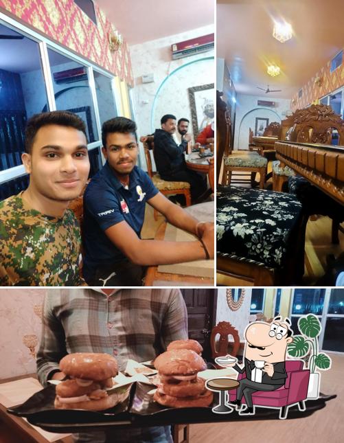 The restaurant's interior and burger