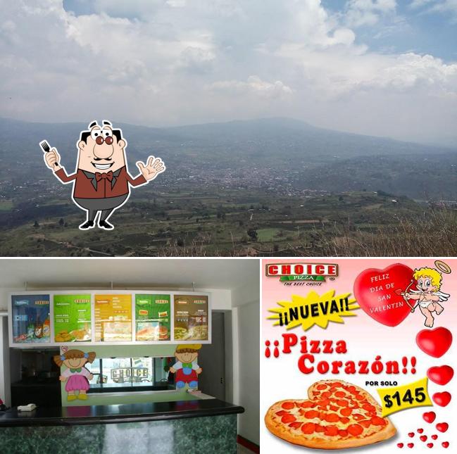 Las imágenes de comida y exterior en CHOICE PIZZA