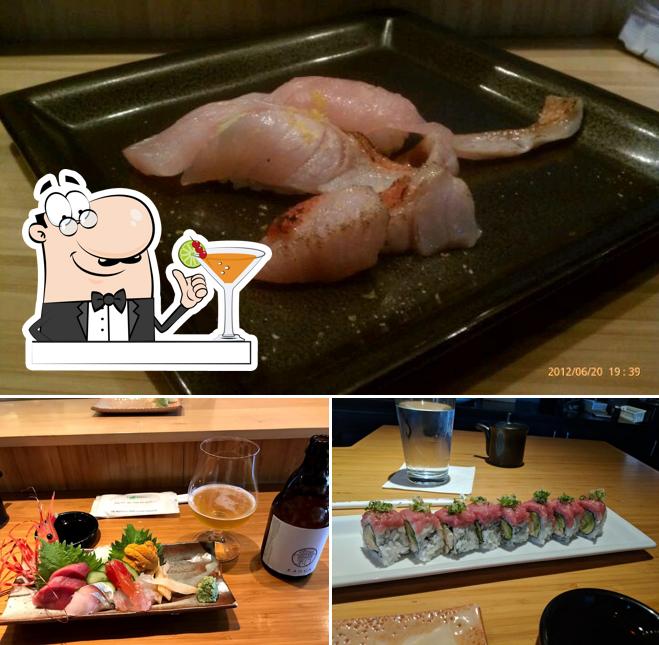 Take a look at the image showing drink and food at Shino Sushi + Kappo