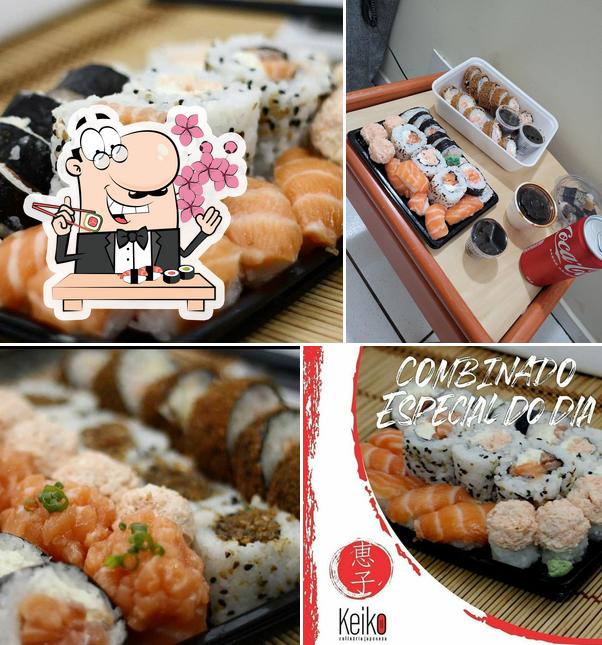 Rolos de sushi são oferecidos por Keiko Culinária Japonesa