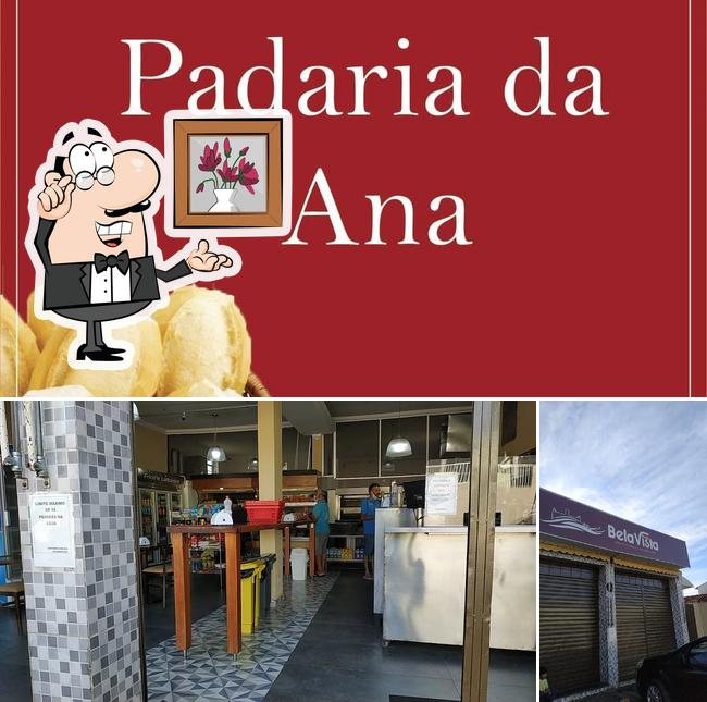 A ilustração a Padaria da Ana’s interior e comida