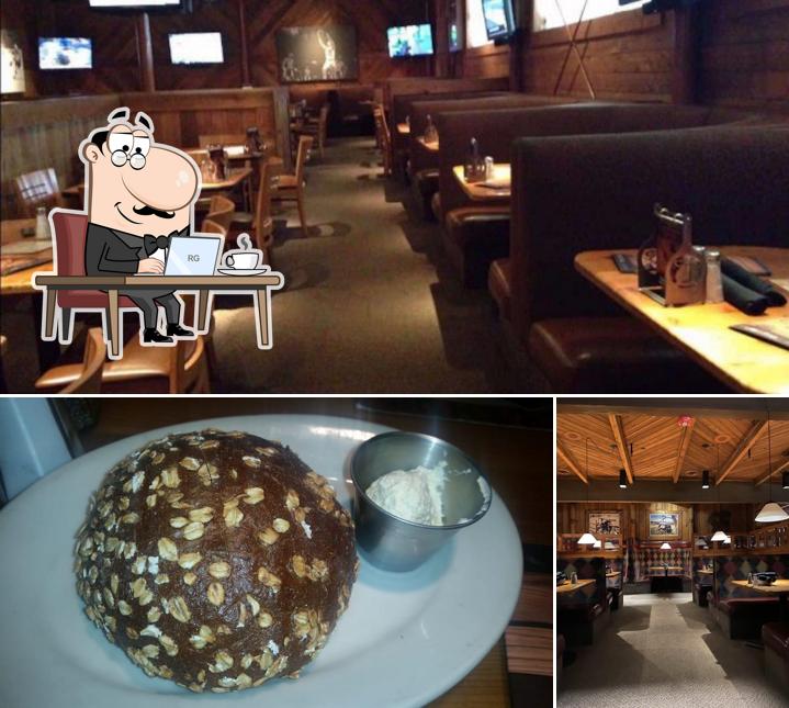 This is the photo showing interior and food at Black Angus Steakhouse