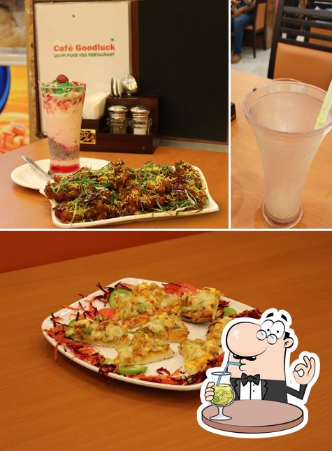 Check out the picture showing drink and food at Café Goodluck
