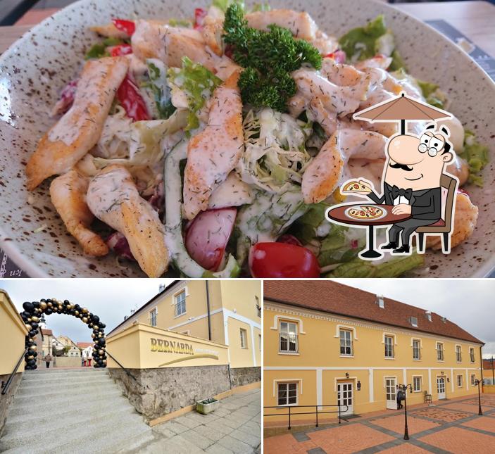 La esterno e cibo del ristorante