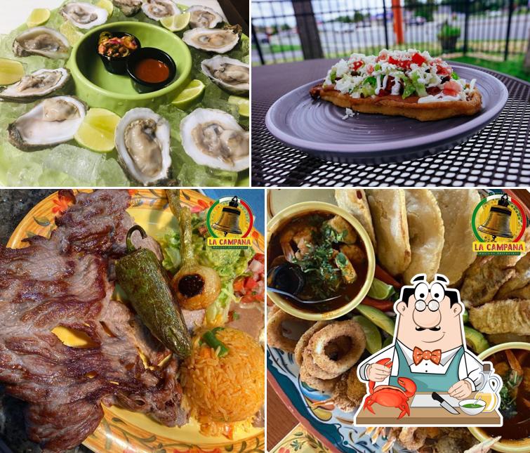 Get various seafood meals served at LA CAMPANA MEXICAN & SEAFOOD RESTAURANT