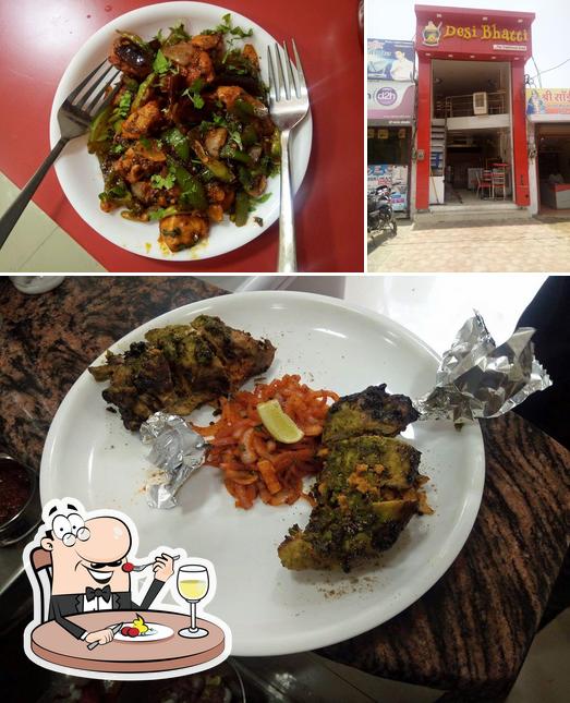 Among various things one can find food and interior at Desi Bhatti