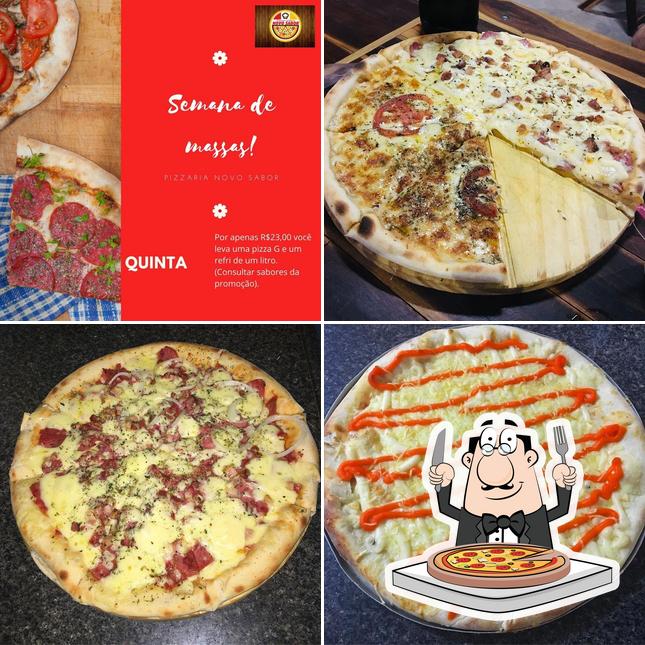 Consiga pizza no Pizzaria Novo Sabor