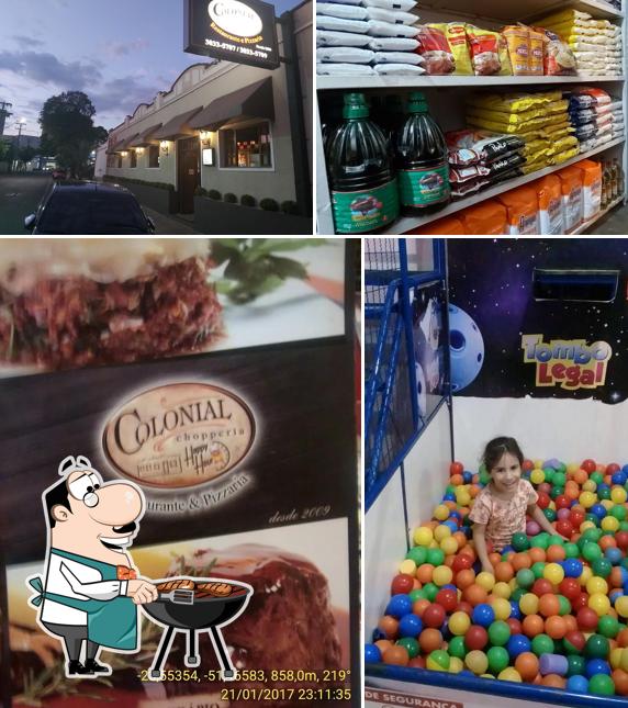 Experimente refeições de carne no Colonial Chopperia!!! Pizzaria e Restaurante