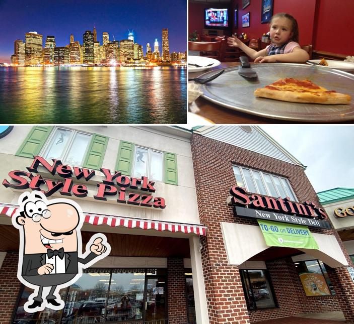Take a look at the image showing exterior and dining table at Santini's New York Style Deli - Sterling