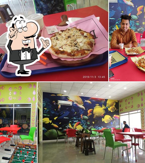 The interior of Dehu's Pizza