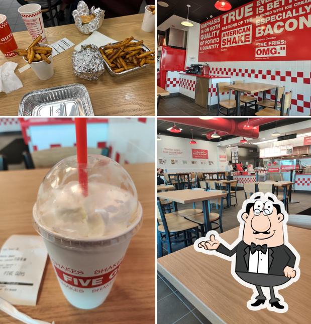 The picture of Five Guys’s interior and food