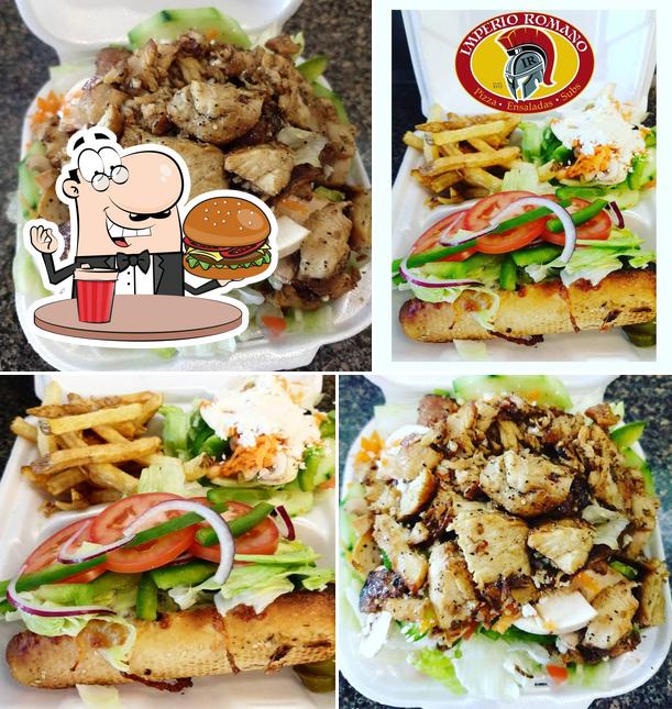 Get a burger at Imperio Romano Pizzas, Salads & Subs