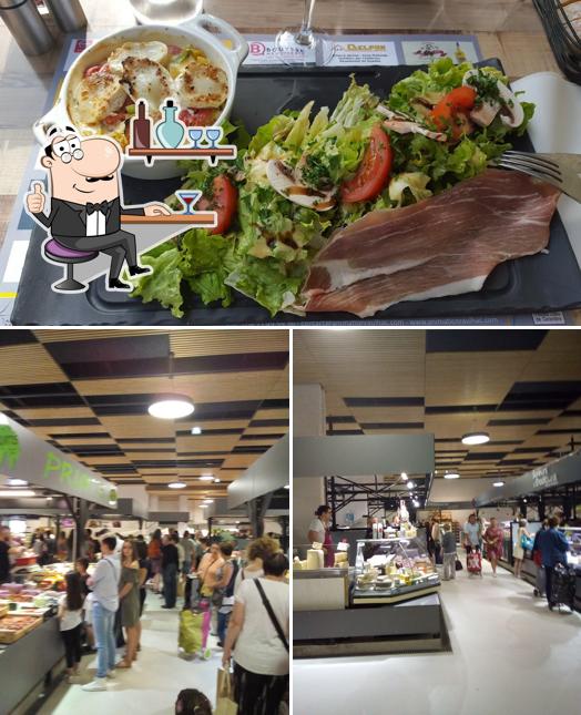 Take a look at the picture depicting interior and food at Le BdM - Bar du Marché