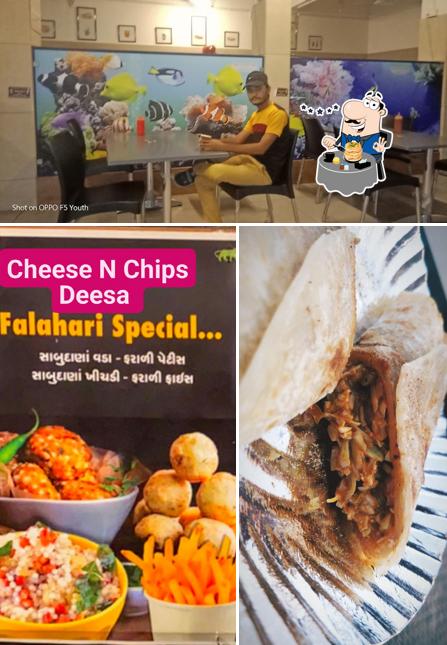 The photo of Cheese & Chips Restaurant Deesa Best Birthday Celebration, Restaurant, Fast Food Restaurant, Burger’s food and dining table