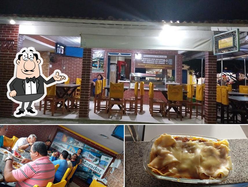 Confira a ilustração mostrando interior e comida no Maria Aparecida Costa Restaurante