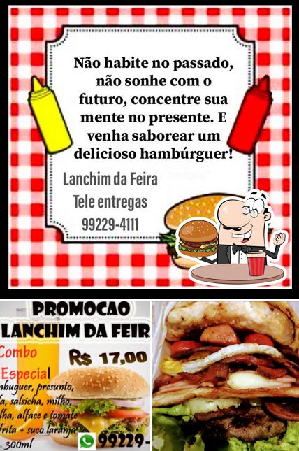 Os hambúrgueres do Lanchim da feira sanduicheria (Lanches Pit Dog E lanchonete) irão saciar uma variedade de gostos