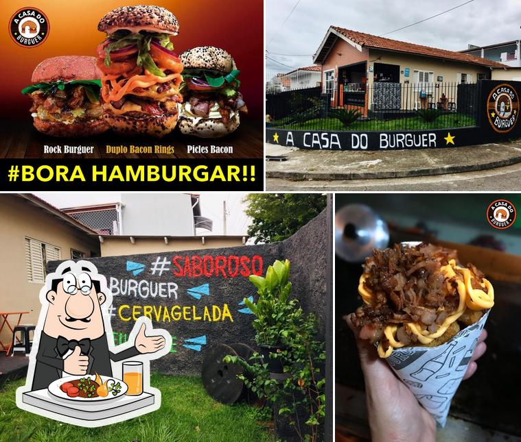 Confira a ilustração apresentando comida e exterior no A Casa do Burguer