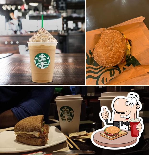 Try out a burger at Starbucks