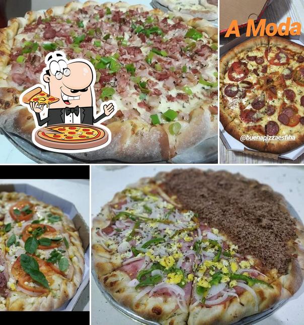 Escolha pizza no Buena Pizza & Esfiha - Arraial do Cabo