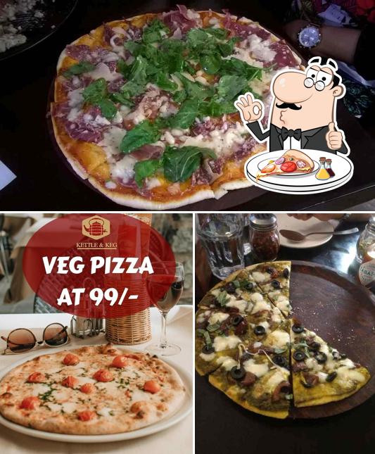 Get pizza at Kettle & Keg
