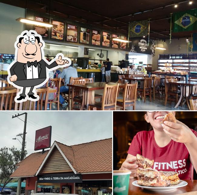 Sente em uma das mesas no Mamão Restaurante